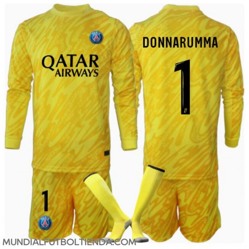 Camiseta Paris Saint-Germain Gianluigi Donnarumma #1 Portero Tercera Equipación Replica 2024-25 para niños mangas largas (+ Pantalones cortos)